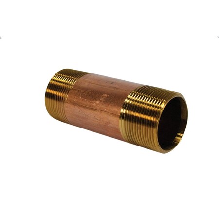 Jones Stephens 1-1/4in. x 5in. Red Brass Pipe Nipple N27008